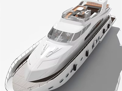 Modern White Luxury Yacht With Spacious Deck And Stylish Design 3d model