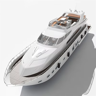 Modern White Luxury Yacht With Spacious Deck And Stylish Design 3d model