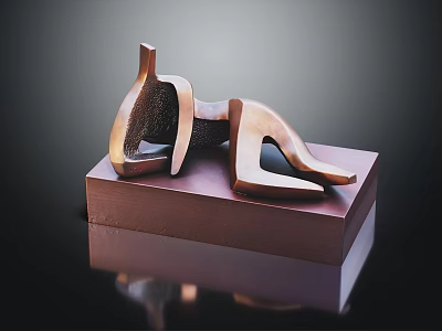 Abstract Copper Colored Decorative Ornament Set With Dark Base And Artistic Design 3d model