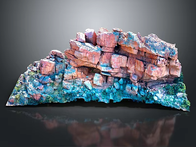 Colorful Natural Mineral Specimen With Layered Pink And Blue Crystals 3d model