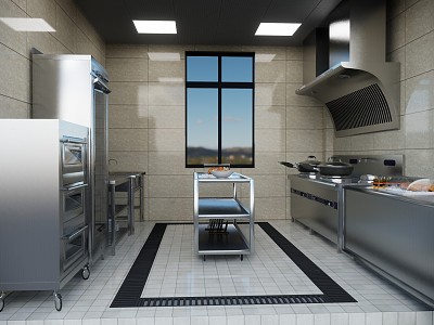 Modern Kitchen Hotel Kitchen 3d model