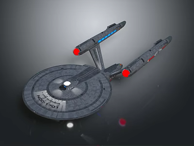 Futuristic Disc Shaped Spacecraft With Red Engine Lights For Interstellar Travel 3d model