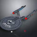 Futuristic Disc Shaped Spacecraft With Red Engine Lights For Interstellar Travel