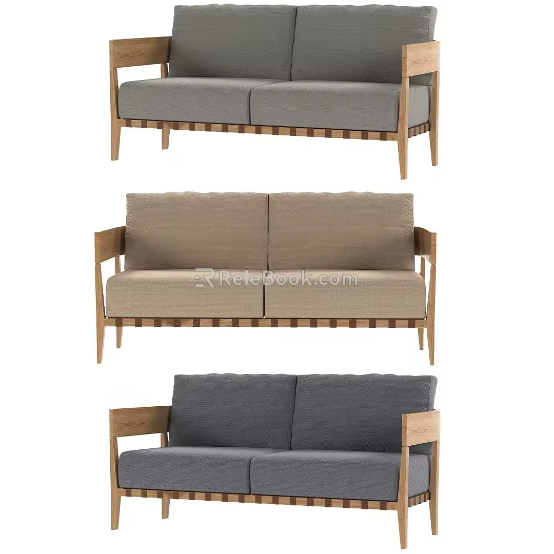 Outdoor double single sofa 3d model