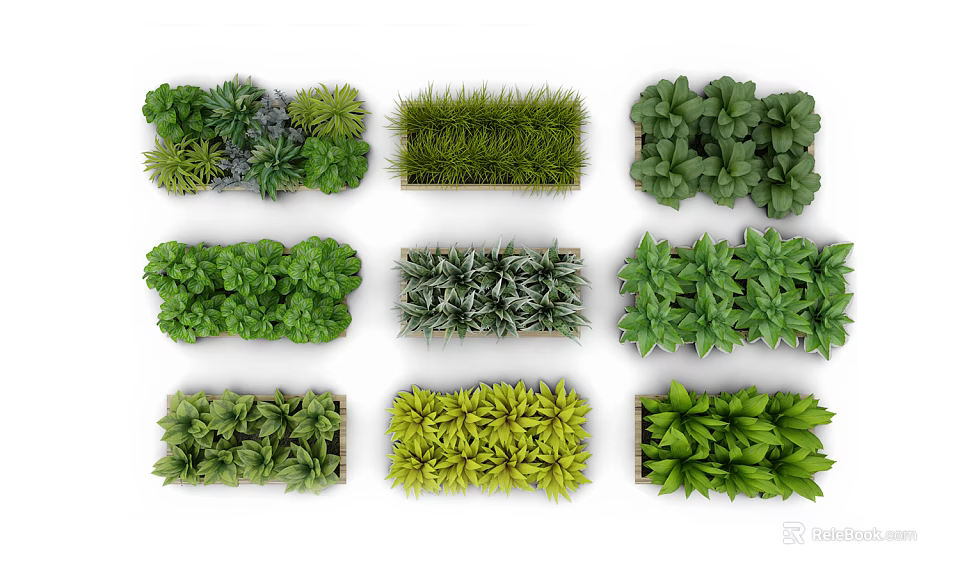 Green Plant Wall Design Showcasing Various Plant Species And Neat Arrangement 3d model 