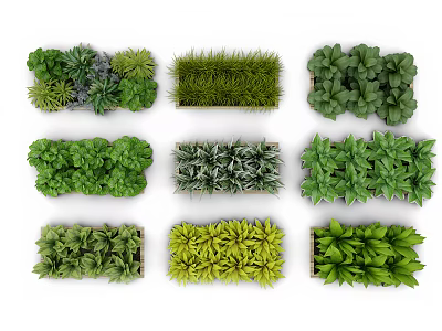 Green Plant Wall Design Showcasing Various Plant Species And Neat Arrangement 3d model