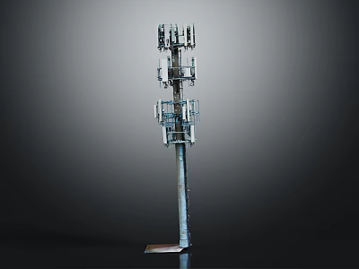 Tall Outdoor Telecommunication Tower With Antennas Signal Transmitters And Mounting Structures 3d model