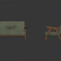 Green Upholstered Sofa And Wooden Armchair Modern Furniture Design Set