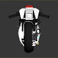 Futuristic White Motorcycle With Red Light Blue Green Accents Yellow Green Rims and Sleek Design