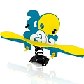 Blue And Yellow Cartoon Bird Shaped Spring Rider Playground Equipment for Kids