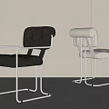 Modern Dining Chairs With Leather Upholstery And Chrome Metal Frames In Black And White