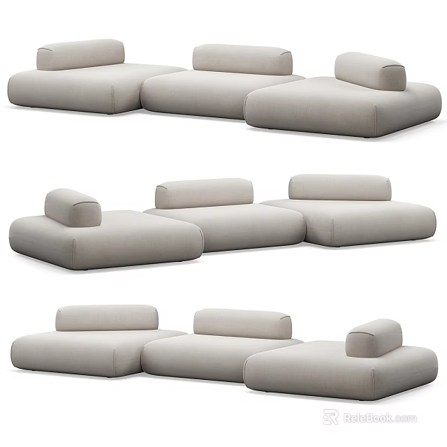 Light Gray Modular Sectional Sofa With Modern Minimalist Design And Comfortable Seating 3d model