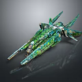 Green Metallic Sci Fi Spaceship Model With Detailed Futuristic Design And Wings