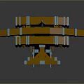 Intricate Medieval Weapon With Brown Wooden Frame And Blue Metallic Support Legs