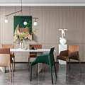 Modern Dining Table and Chair Combination 3d model