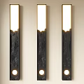 Three Modern Vertical Black Wall Lamps With Carved Patterns And Warm Light For Decoration