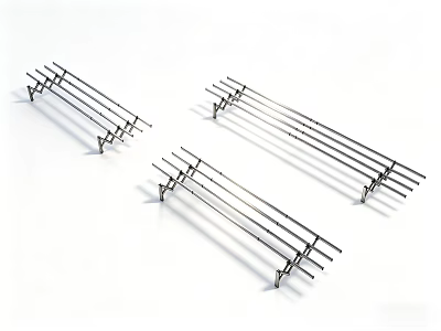 Public Facility Metal Railings With Parallel Bars Designed For Outdoor Safety 3d model