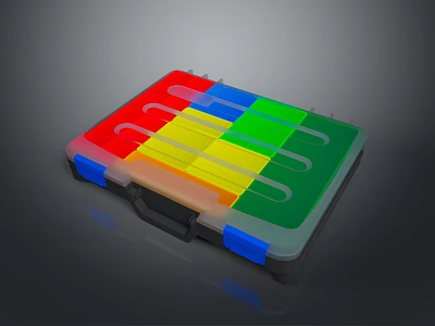 Colorful Multi Compartment Storage Box For Daily Supplies With Transparent Lid 3d model