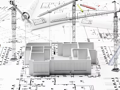 Commercial Equipment Including Cranes Building Models And Construction Blueprints For Projects 3d model