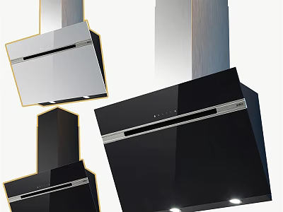 Modern Kitchen Appliances Range Hoods With Sleek Black Glass And LED Lights 3d model