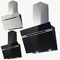 Modern Kitchen Appliances Range Hoods With Sleek Black Glass And LED Lights