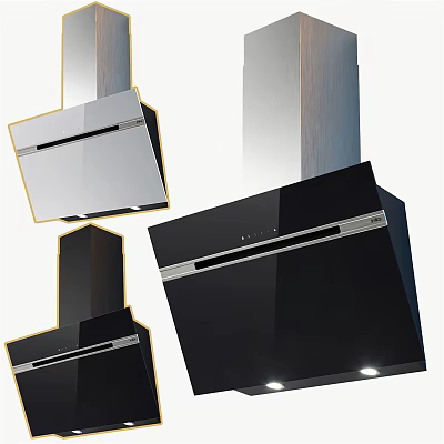 Modern Kitchen Appliances Range Hoods With Sleek Black Glass And LED Lights 3d model