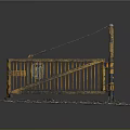 Yellow Barrier Scene Model With Vertical Pole And Textured Base