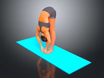 Blue Yoga Mat With Person Practicing Yoga Pose In Fitness Setting 3d model