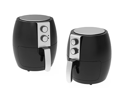 Modern Black Air Fryers As Practical Kitchen Appliances For Home Use 3d model