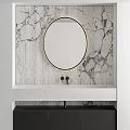 Modern Bathroom Vanity with Round Mirror Marble and Striped Background Design 3d model