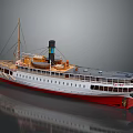 Classic Steamship Water Transport With Red White Hull Deck Windows And Chimney