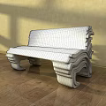 White Outdoor Bench With Ornate Curved Design And Classic Style Sturdy Material