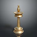 Brass Decorative Object With Tiered Base Spiral Column And Spire Top 3d model