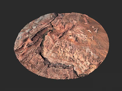 Garden Landscape Design With Reddish Brown Rock Texture And Natural Terrain Structure 3d model