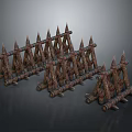 Scenic Rural Landscape Featuring Natural Brown Textured Wooden Spiked Fences