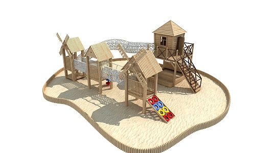 Modern Amusement Equipment Wooden Slide Amusement Equipment Children's Equipment 3d model