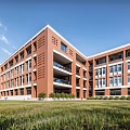 Modern Simple School Middle School Education Building Campus Teaching Building Playground 3d model
