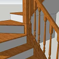 Wooden Staircase Design With Elegant Handrail And Solid Wooden Steps 3d model