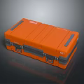 Orange Durable Hard Case Featuring DEEP Lettering Gray Stripes And Secure Latches 3d model
