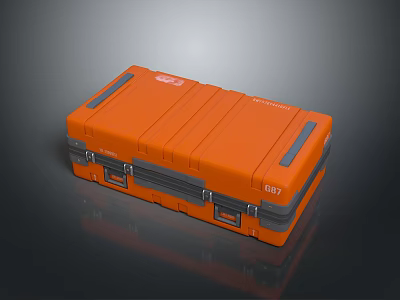 Orange Durable Hard Case Featuring DEEP Lettering Gray Stripes And Secure Latches 3d model