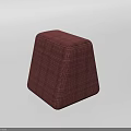 Red Fabric Ottoman With Plaid Pattern And Square Shape For Living Room Decor 3d model