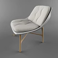 Modern Curved Backrest Accent Chair With Gray Beige Upholstery And Gold Metal Legs