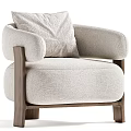 Green Velvet Leisure Chair With Rounded Armrests And Wooden Legs Color Options