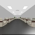 Modern Conference Room Interior With Large Table Sofa Ceiling Lights And Projection Screen 3d model
