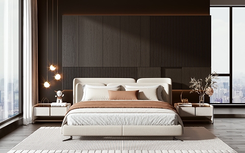 Modern Minotti Background Double Bed 3d model