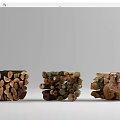 Natural Stacked Firewood Logs With Various Sizes And Rustic Textures