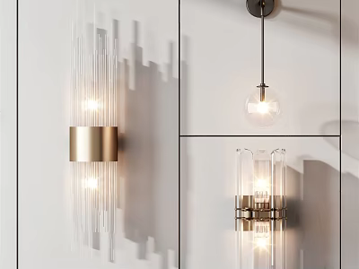 Modern Wall Lamp Designs With Brass Accents Glass Shades And Soft Lighting Effects 3d model