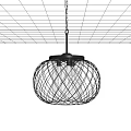Modern Pendant Light With Black Metal Grid Frame And Clear Crystal Decorative Elements 3d model