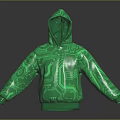 Modern Green Hoodie With Circuit Board Pattern And Tech Inspired Design 3d model