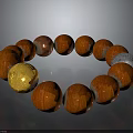Wooden Bracelet With Red Gold And Silver Shiny Beads For Daily Wear